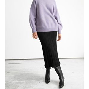 & Other Stories Black Pleated Pencil Skirt